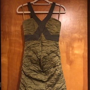 Peridot ruched cocktail dress
